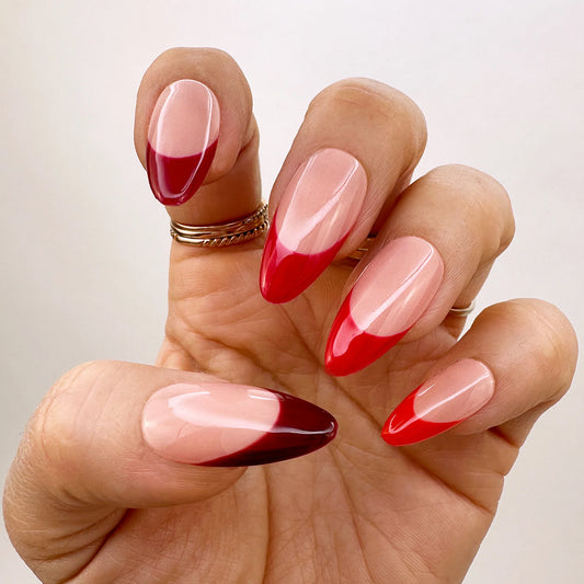 Red Fusion French Glossy Press On Nail Set